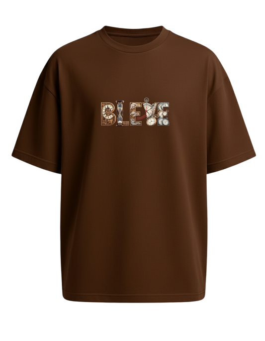 Unisex Oversized Don’t Waste Time Chocolate Brown T-Shirt