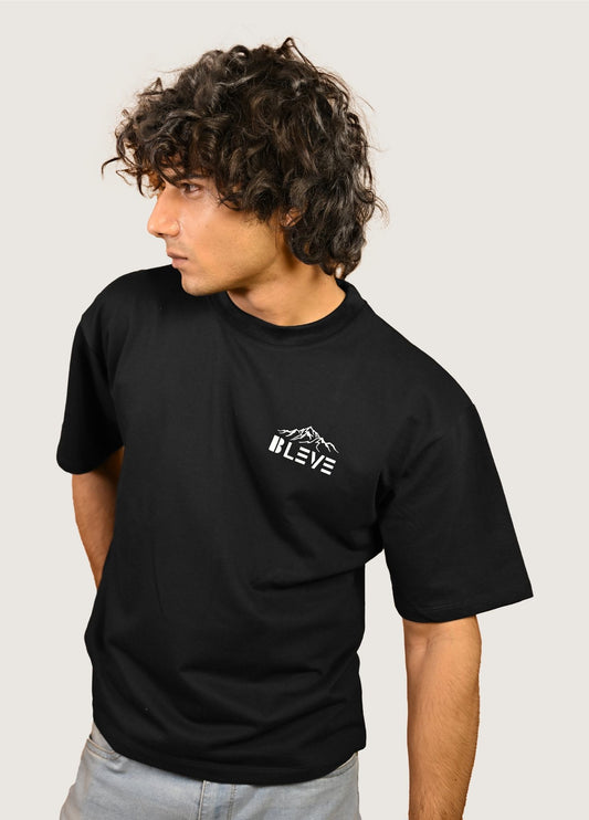 Dream, Climb, Conquer, Oversized Fit Black T-Shirt