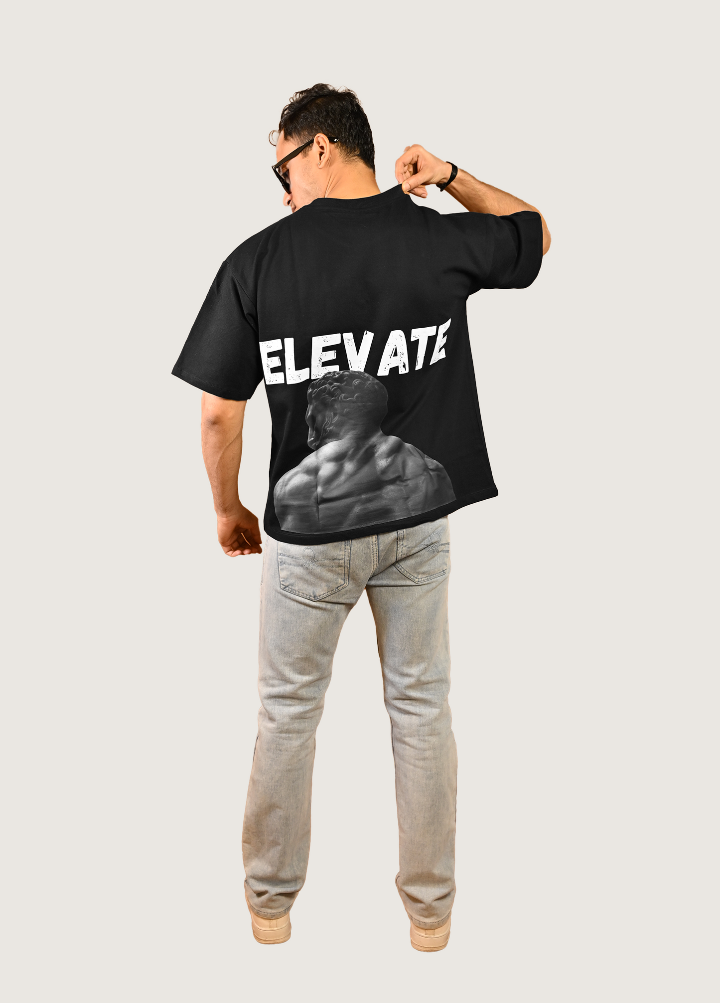 Elevate Oversized Fit Black T-Shirt Unisex