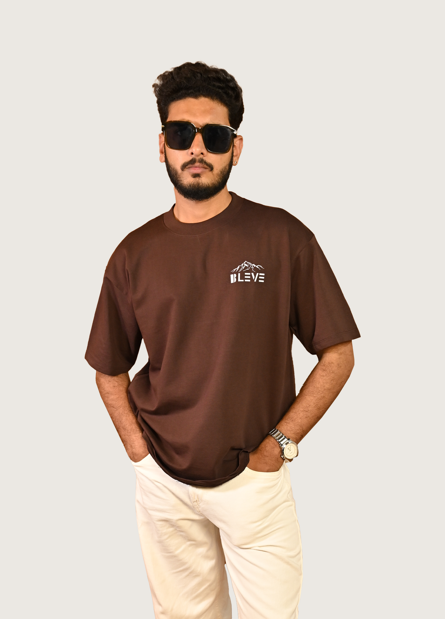 Dream, Climb, Conquer Oversized Fit Chocolate Brown T-Shirt