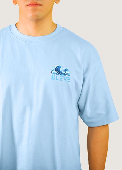 Be The Shark Oversized Fit Sky Blue T-shirt