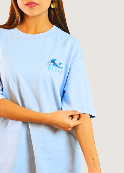 Be The Shark Oversized Fit Sky Blue T-shirt