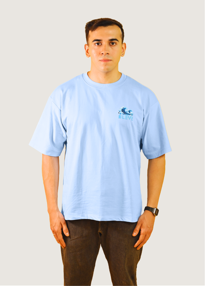 Be The Shark Oversized Fit Sky Blue T-shirt