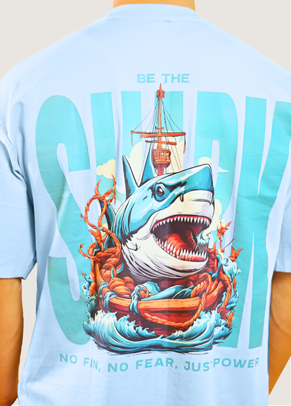 Be The Shark Oversized Fit Sky Blue T-shirt
