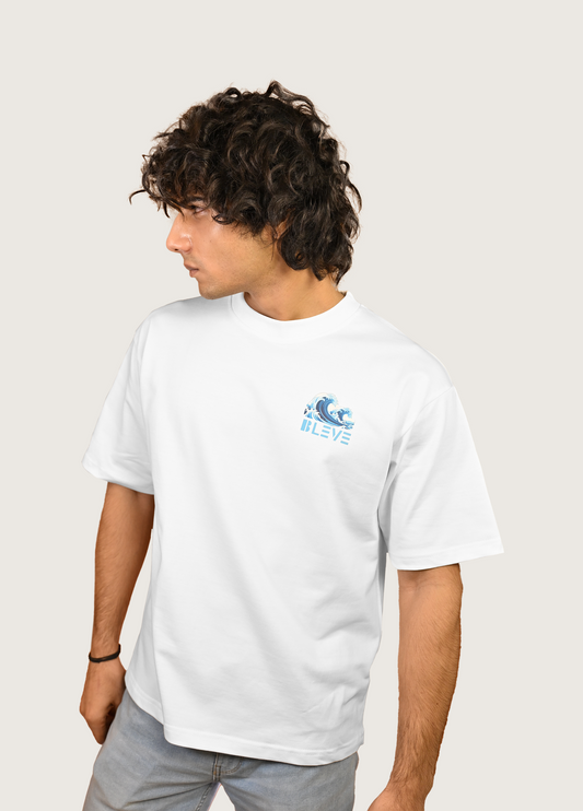 Be The Shark Oversized Fit White T-Shirt