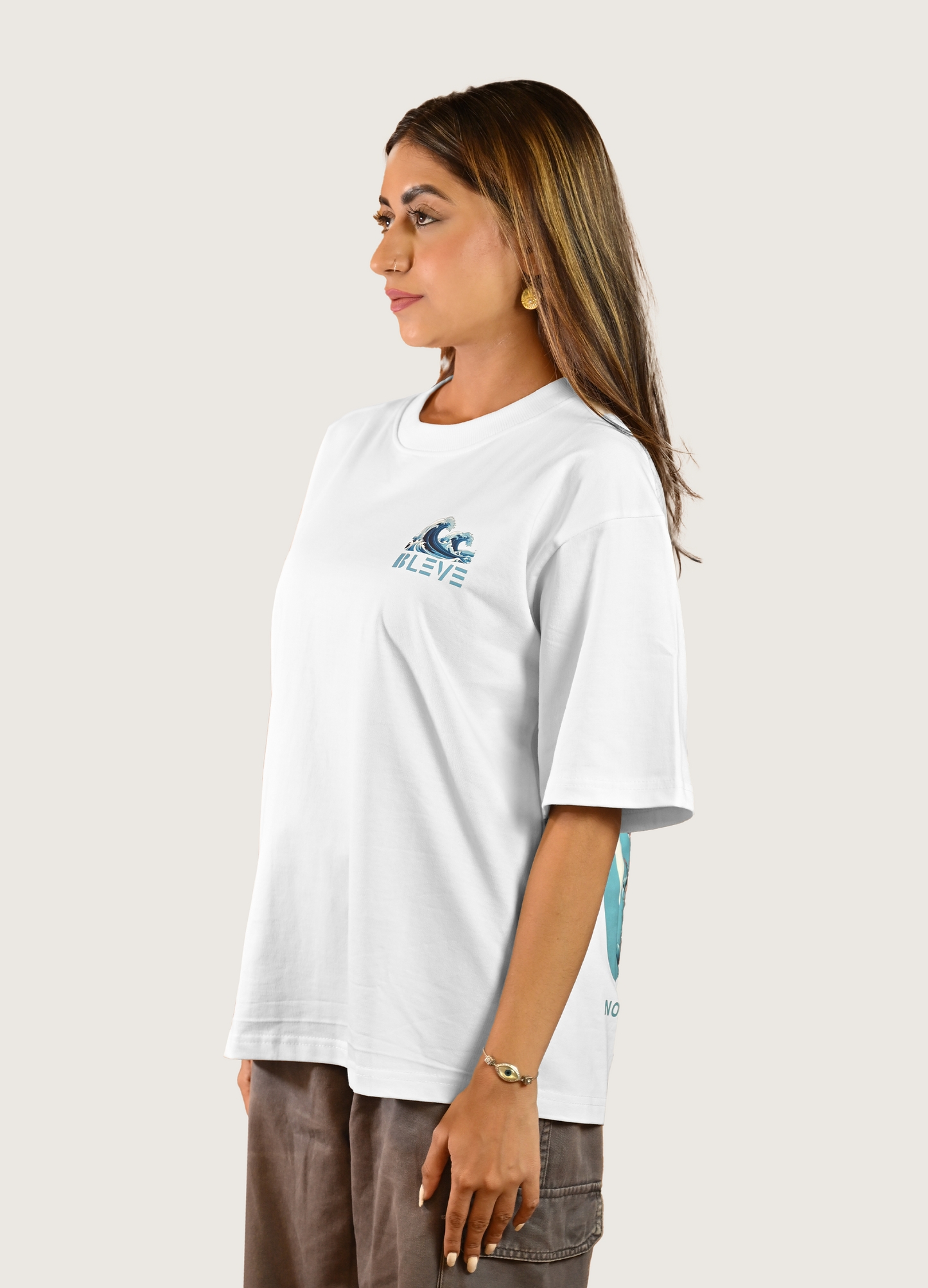Be The Shark Oversized Fit White T-Shirt