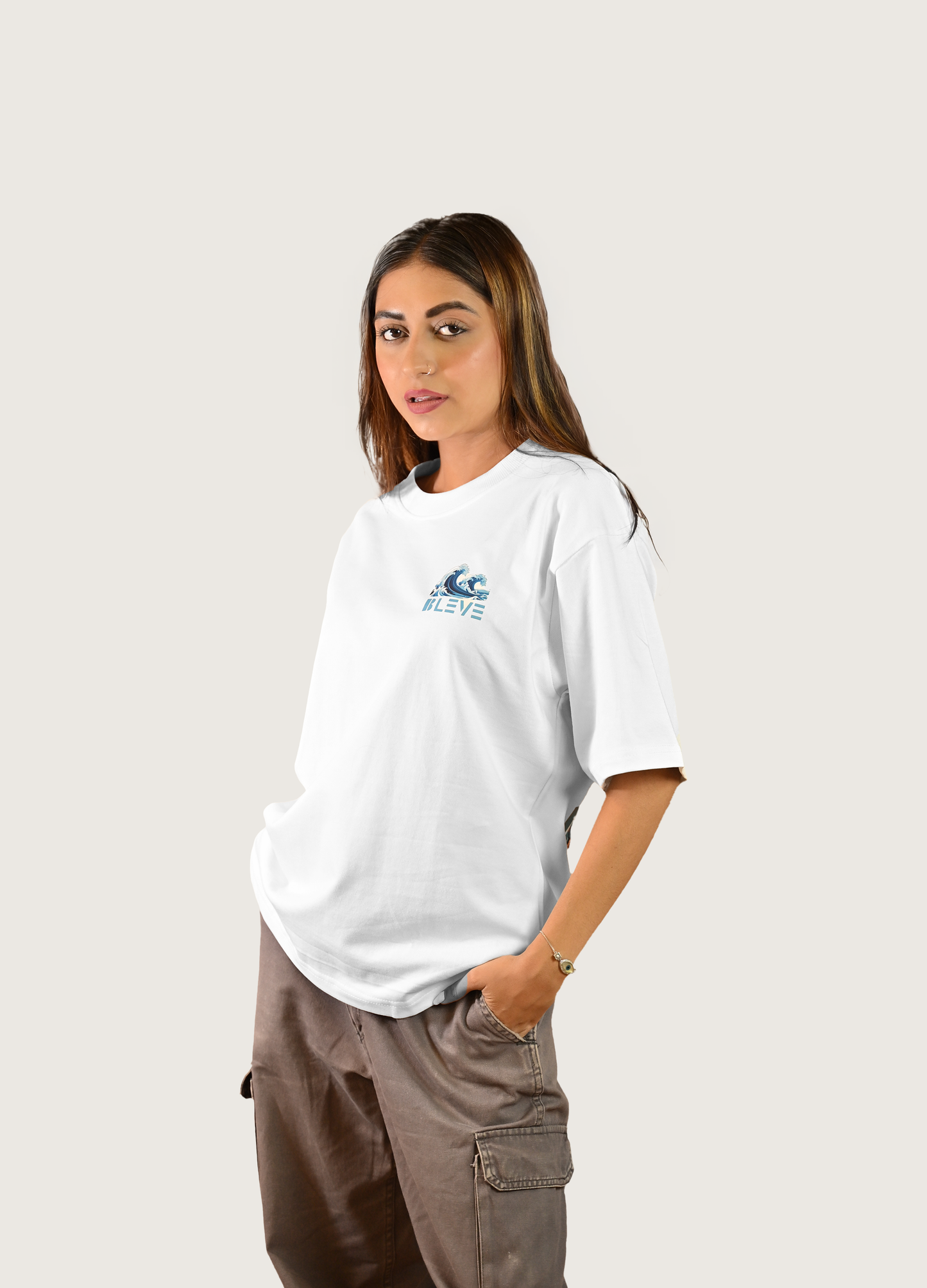 Be The Shark Oversized Fit White T-Shirt