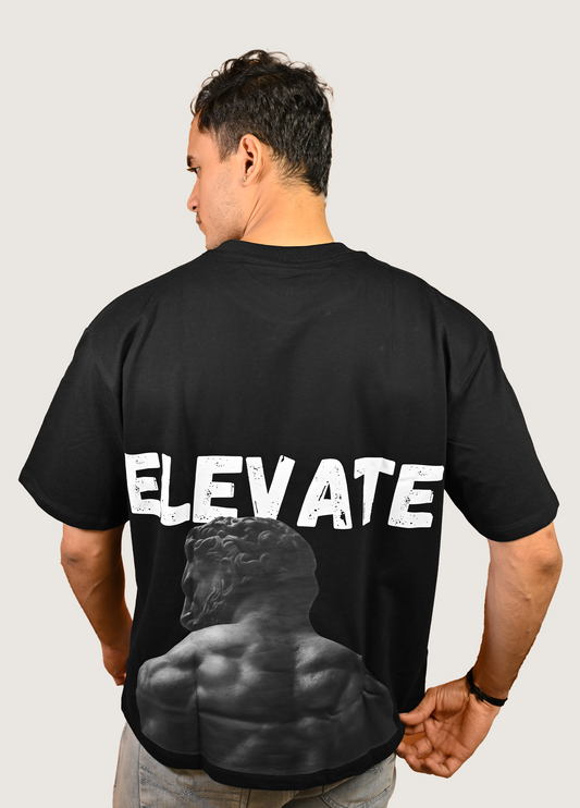 Elevate Oversized Fit Black T-Shirt Unisex