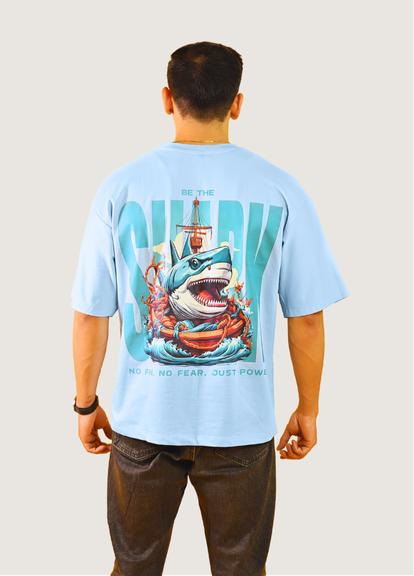 Be The Shark Oversized Fit Sky Blue T-shirt