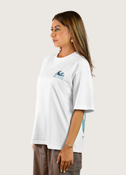 Be The Shark Oversized Fit White T-Shirt