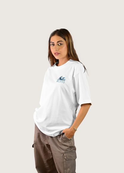 Be The Shark Oversized Fit White T-Shirt