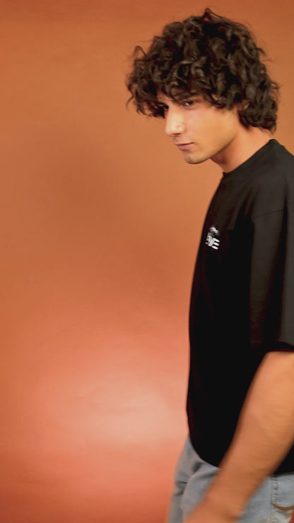 Dream, Climb, Conquer, Oversized Fit Black T-Shirt