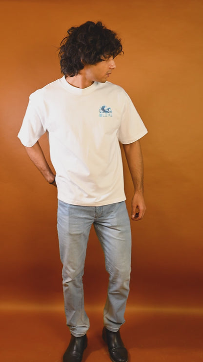 Be The Shark Oversized Fit White T-Shirt